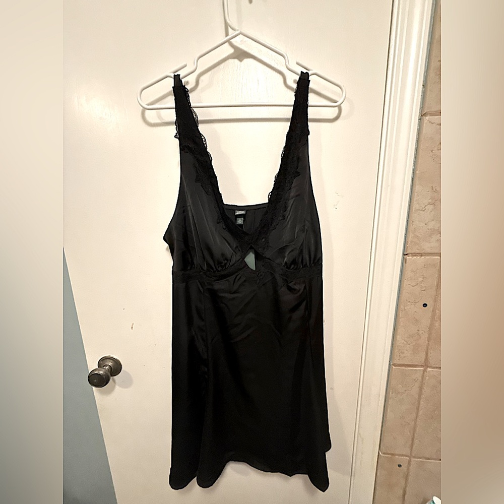 Lace trim mini slip cutout dress
